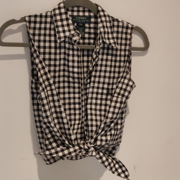 Lauren Ralph Lauren tie front sleeveless blouse - Picture 1 of 3